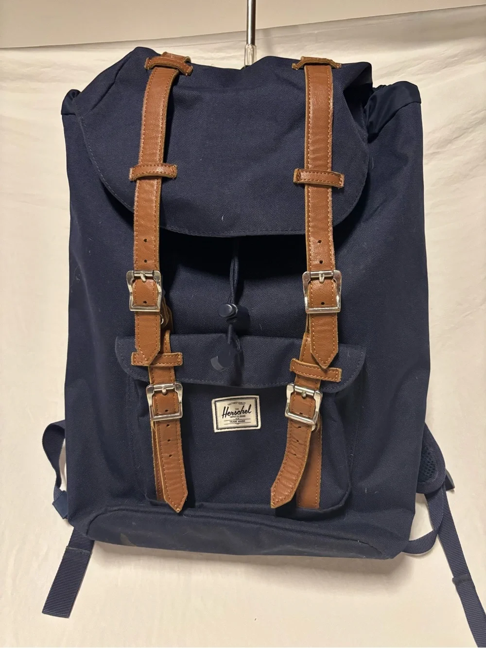 Herschel Supply Company Navy Backpack with Brown Leather Straps